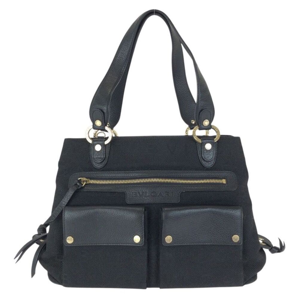 Bvlgari Logo Mania Canvas/Leather Tote Bag